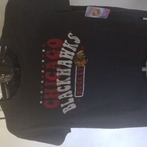 Chicago Blackhawks Women's T-Shirt – Classic Black & Red, Size 12/14